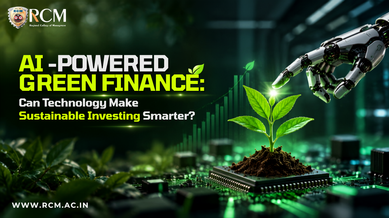AI-powered green finance supporting sustainable investing, ESG analysis, climate action, renewable energy, and responsible financial decision-making.