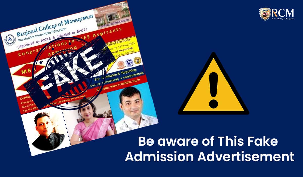 Read more about the article Be aware of This Fake Admission Advertisement: Gang advertises fake admissions into MBA & MCA at RCM, Bhubaneswar to cheat OJEE aspirants