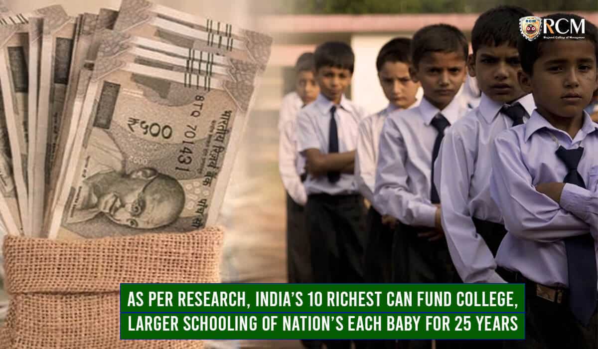Read more about the article As per research, India’s 10 richest can fund college, larger schooling of nation’s each baby for 25 years