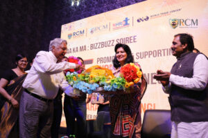 MP Aparajita sarangi receiving gift from Chairman of Regional College of Management Dr Prabir Pal
