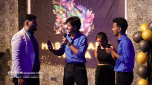 3 Boys and a girl performing on a college freshers party