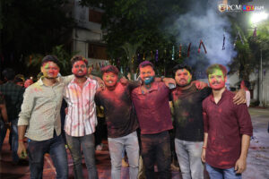 victor's club president and his team celebrating the holi