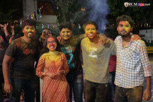 A joyous Holi celebration with students embracing the festival spirit at RCM.