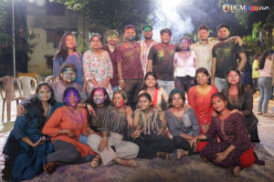 students celebrating holi festival