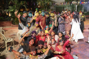 students enjoying the holi