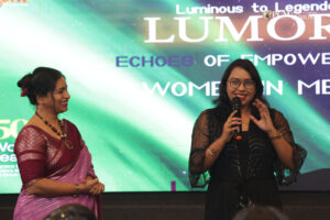 Guest speaker discussing the challenges faced in the media industry during a panel