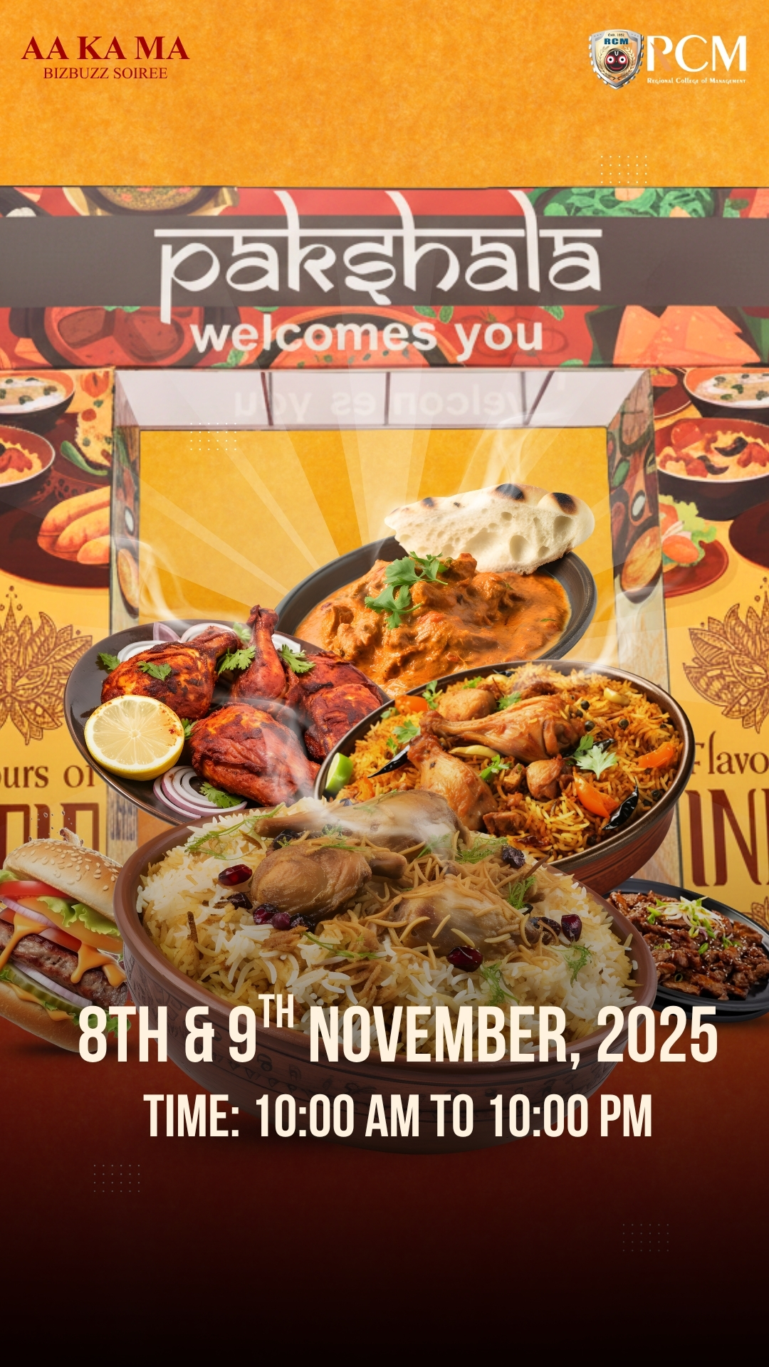 Hey Odisha, are you ready to #eat, #explore & #enjoy?

This 8th & 9th November, AA KA MA – Bizz Buzz Soirée 2025 is bringing a food fiesta like never before — right on the RCM campus! 
From spicy street food to sweet desi delights, we've got stalls that will make your taste buds dance with joy! 

Bring your squad
Bring your appetite
And get ready to eat, explore, and enjoy!

RCM Campus, Bhubaneswar | 8th & 9th November
Click the link and register NOW to be part of Odisha’s biggest food & fun carnival!

Register here: LINK IN BIO

#AAKAMA2025 #foodcarnival  #RCM  #events  #Bhubaneswar #Odisha  #FoodieFest  #CampusVibes  #startup  #startupfunding #odishaculture  #TasteTheTradition #houseoflegends