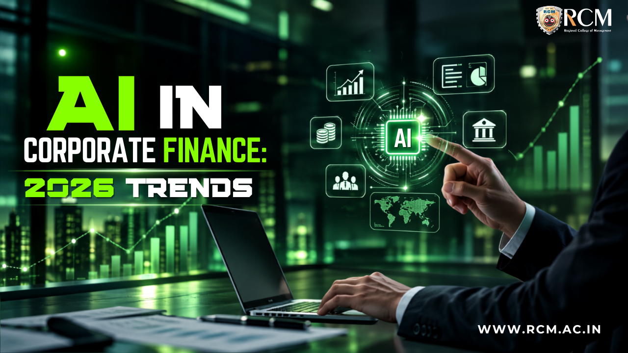 AI in corporate finance supporting budgeting, forecasting, financial reporting, risk management, automation, and data-driven business decisions.