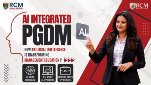 AI Integrated PGDM featuring artificial intelligence, management education, AI curriculum, practical learning, and career opportunities.