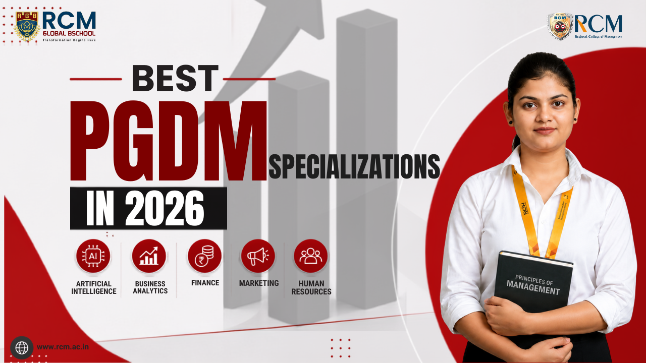 Best PGDM specializations in 2026 covering artificial intelligence business analytics finance marketing and human resources