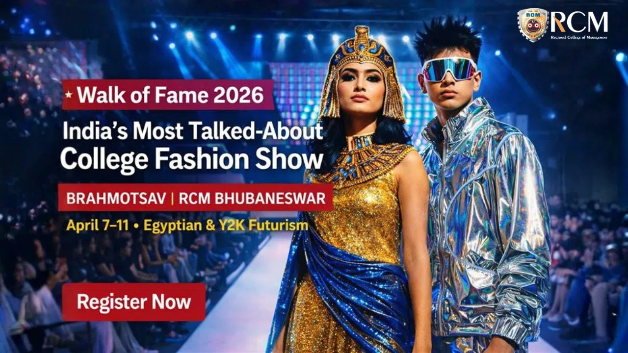 Walk of Fame 2026 college fashion show India at Brahmastra RCM Bhubaneswar Egyptian Y2K theme runway