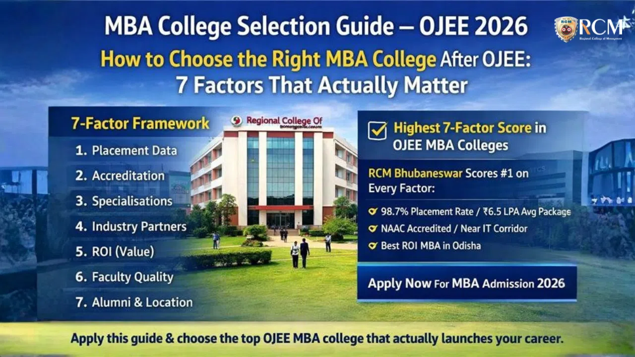 How to choose MBA college after OJEE 2026 – 7 factor framework with RCM Bhubaneswar