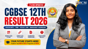 CGBSE 12th Result 2026 featured image with student and CG Board result updates banner