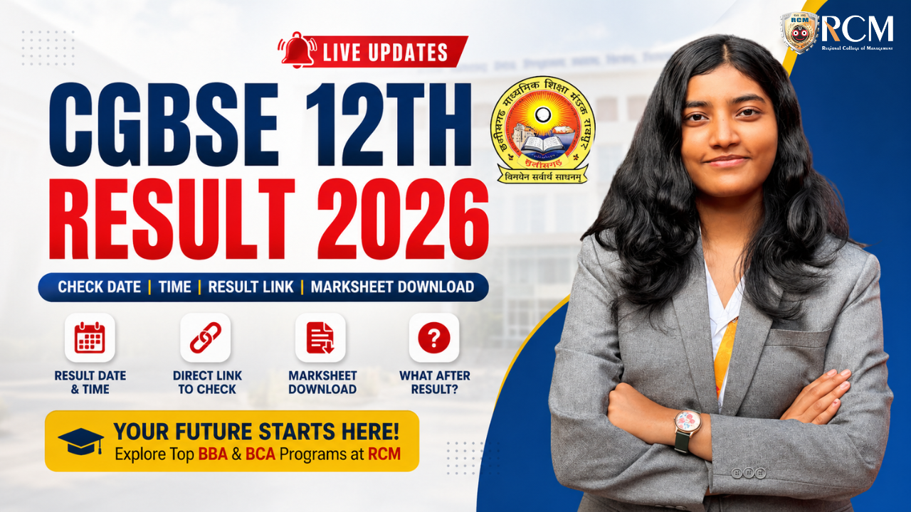 CGBSE 12th Result 2026 featured image with student and CG Board result updates banner