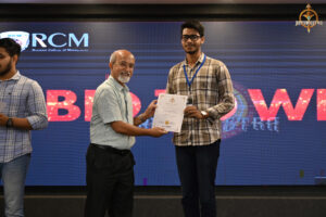 Prize distribution ceremony for BID TO WIN participants at Brahmastra 2025, RCM.