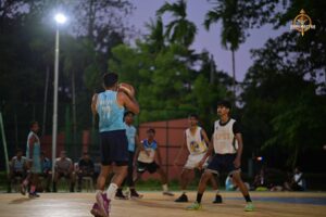 "Intense basketball match during Brahmastra 2025 event at Regional College of Management