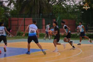 Basketball match in full action during Kurukshetra at Brahmastra 2025, RCM Bhubaneswar