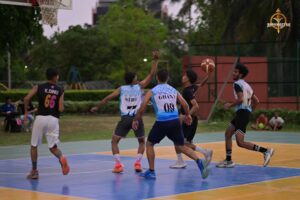 Basketball match in full action during Kurukshetra event at Brahmastra 2025, RCM Bhubaneswar