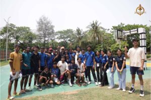 Group photo of basketball participants at Brahmastra 2025 sports event