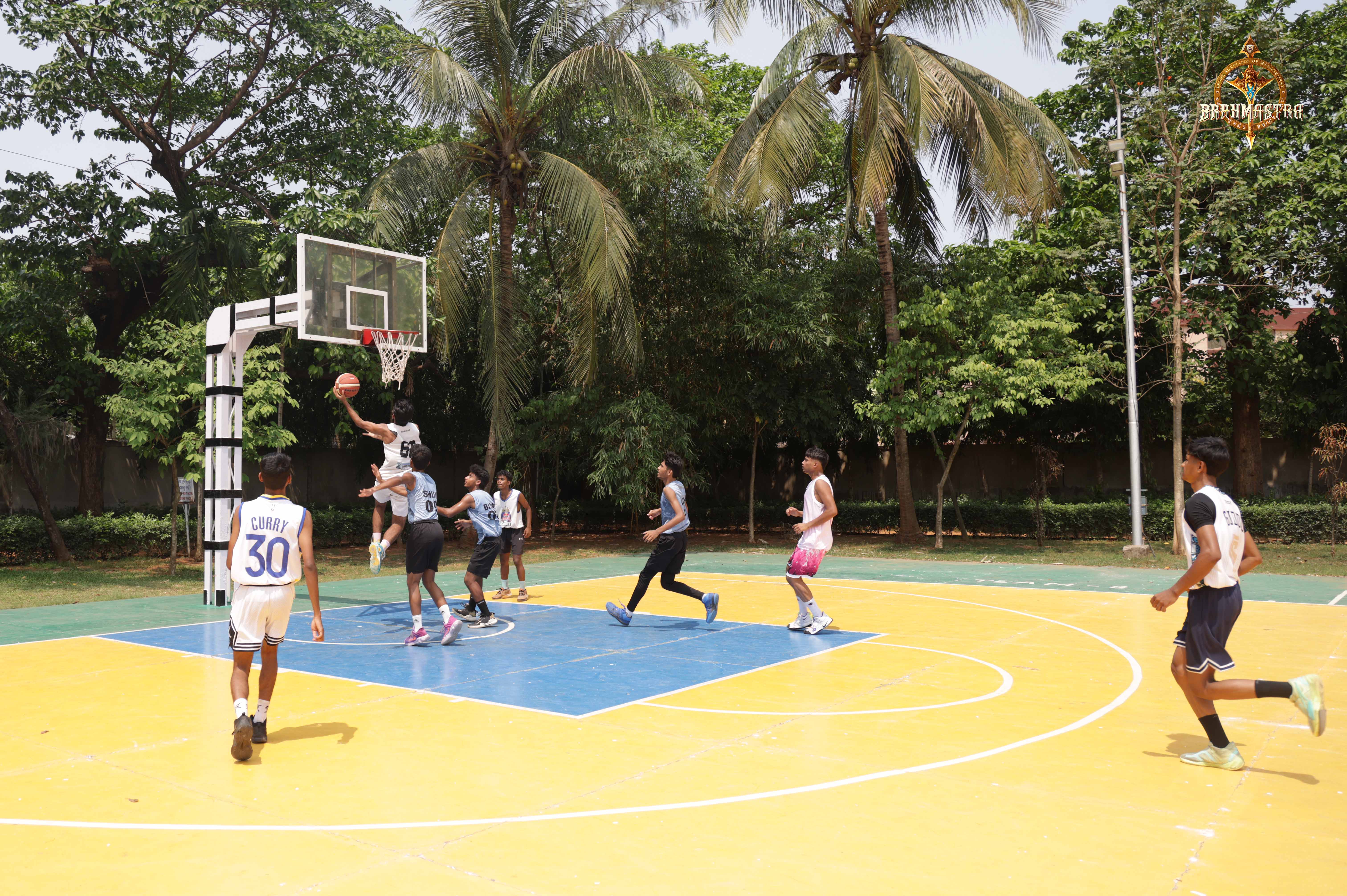 students in action during the Basketball Fury match at Brahmastra 2025