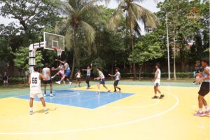 Basketball match action during Brahmastra 2025 Kurukshetra event at RCM campus