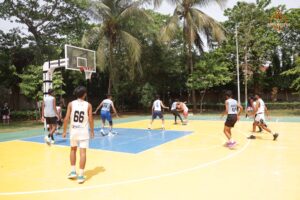 Intense college basketball match during Brahmastra 2025 at RCM Bhubaneswar