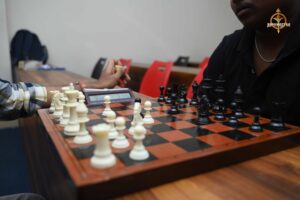 Chess match in progress under Kurukshetra event at Brahmastra 2025 college fest, RCM Bhubaneswar