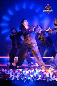 Students performing group dance at Brahmastra, the best college festival in India’s top management college.