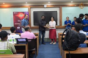 Judge receiving honor during Build With AI at Brahmastra, India’s best college festival and tech hackathon