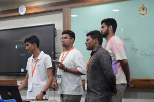 Students present AI-based project at Brahmastra 2025, India’s best college festival by top management college RCM.