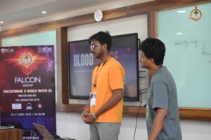 Student participants on stage during HackForge hackathon at Brahmastra, India’s best college festival for innovation.