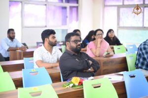 Faculty evaluating student project presentations at Brahmastra, India's best college festival and top management college event.