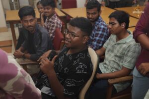 Students participating in Build With AI hackathon during Brahmastra, top college festival in India.