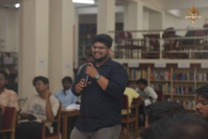 Audience member asking question at HackForge during Brahmastra, best college festival in India, RCM.
