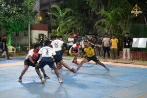 Kabaddi men's match in action during Kurukshetra at Brahmastra 2025 college fest, RCM Bhubaneswar
