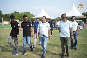 Brahmastra 2025 Ranbhoomi Cricket players with sponsors on the field