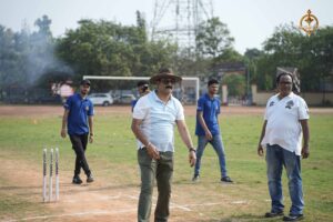 Brahmastra 2025 sponsors playing cricket during Kurukshetra event at RCM campus