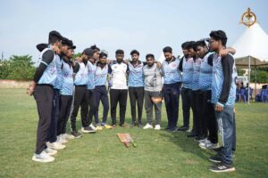 Players standing in a group before the match at Brahmastra 2025 – Kurukshetra event, RCM Bhubaneswar.