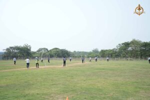 Cricket players competing in Ranbhoomi tournament during Brahmastra 2025 at Railway Sports Complex