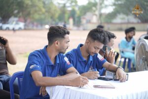 Intercollege cricket match during Ranbhoomi at Brahmastra 2025 showcasing intense on-field action and sportsmanship.