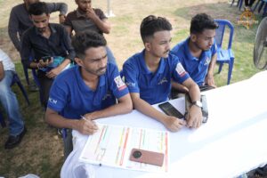 Intercollege cricket match in action during Ranbhoomi at Brahmastra 2025, showcasing intense competition and team spirit.