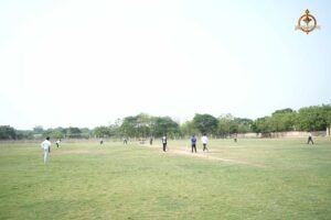 Players in action during Ranbhoomi cricket tournament at Brahmastra 2025, held at Railway Sports Complex.