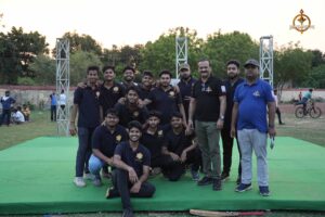 Group photo of Brahmastra 2025 participants in team jerseys during the Kurukshetra segment.
