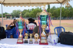 Winning trophy of Ranbhoomi Cricket Tournament at Brahmastra 2025 symbolizing victory and sportsmanship