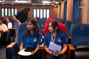 Participants seated attentively during the Navya Sopna entrepreneurial pitch session at Brahmastra 2025.