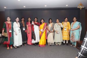 Group photo of women entrepreneurs participating in the Navya Sopna event at Brahmastra 2025 college festival.