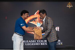 Faculty presenting a token of appreciation to event judges during Navya Sopna at Brahmastra 2025 college festival.