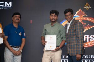 Students receiving certificates from judges and faculty during Navya Sopna at Brahmastra 2025 college festival.