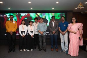 Group photo of students, faculty, and judges at Brahmastra 2025 college festival – Navya Sopna event.