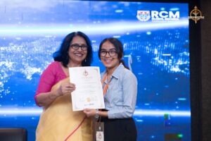 Faculty and judges awarding Samvad Vivaad participants at Brahmastra, India’s best college festival by a top management college.